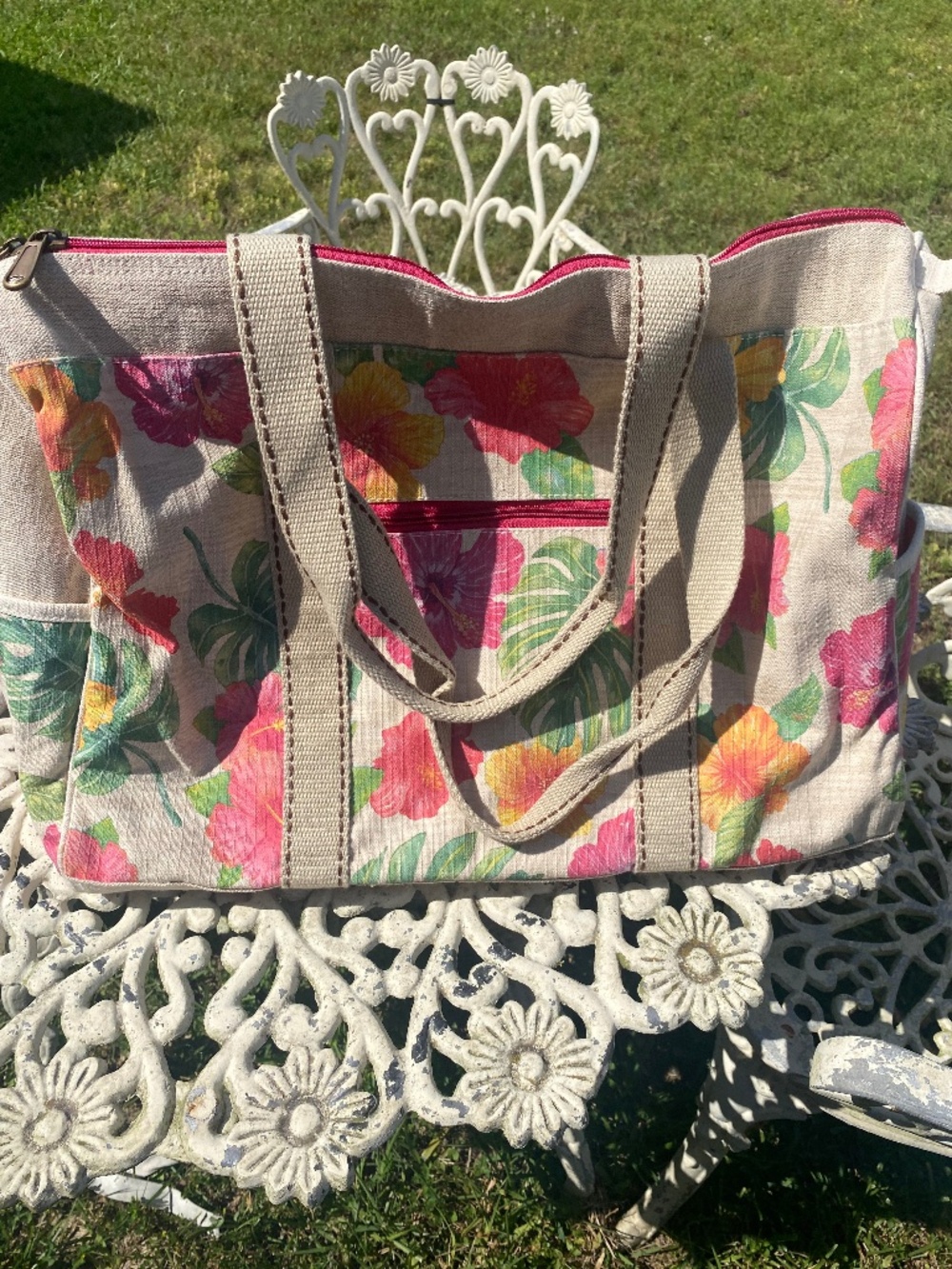 TROPICAL PRINT CANVAS DUFFLE BAG / CARRYON
